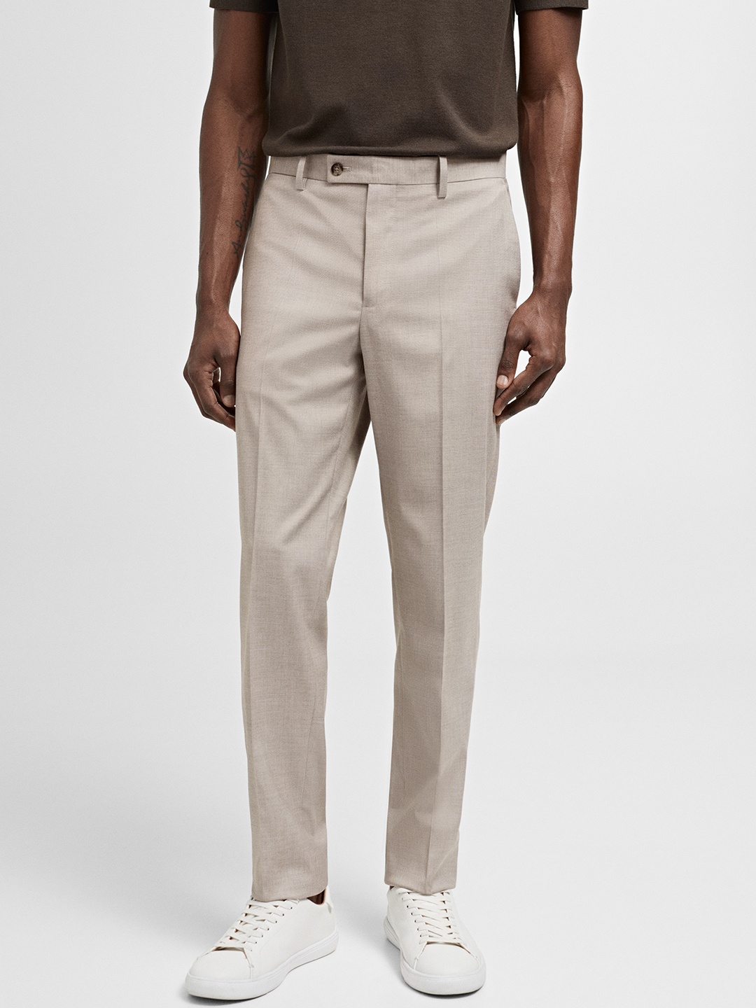 

MANGO MAN Slim Fit Smart Casual Trousers, Beige