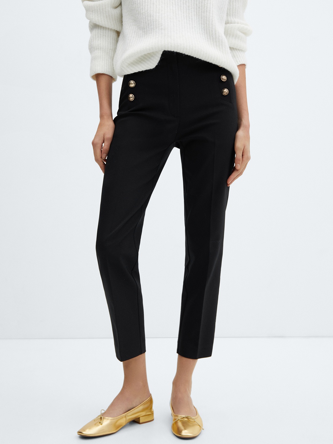 

MANGO Women Skinny Fit Trousers, Black