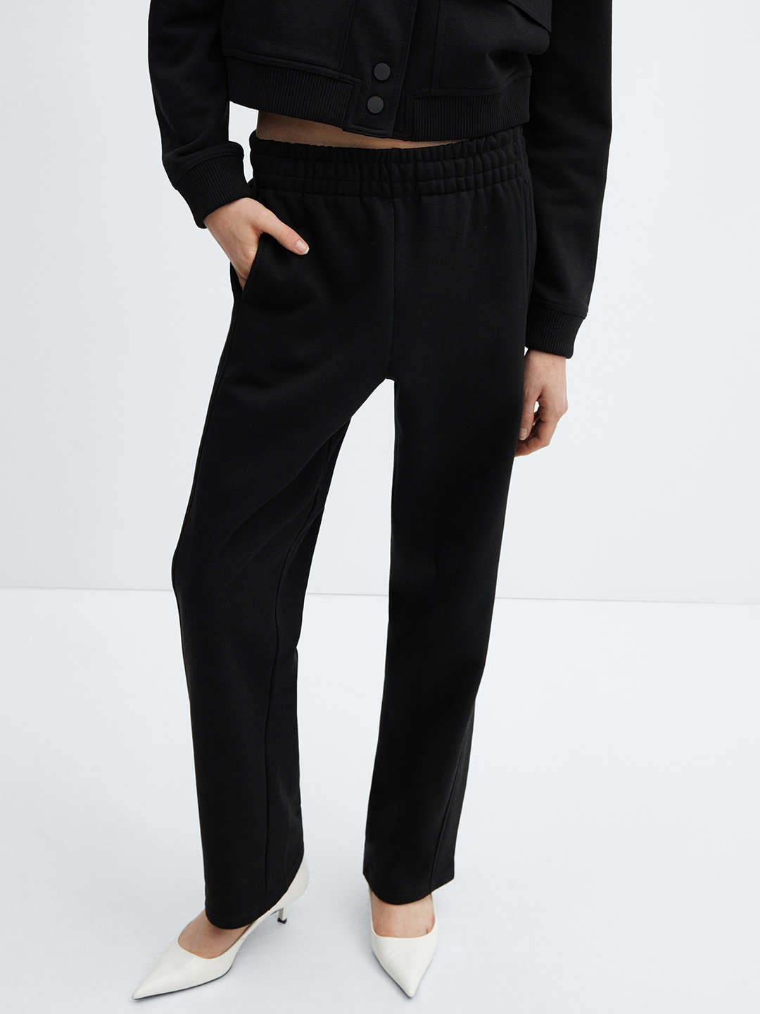 

MANGO Women Knitted Trousers, Black