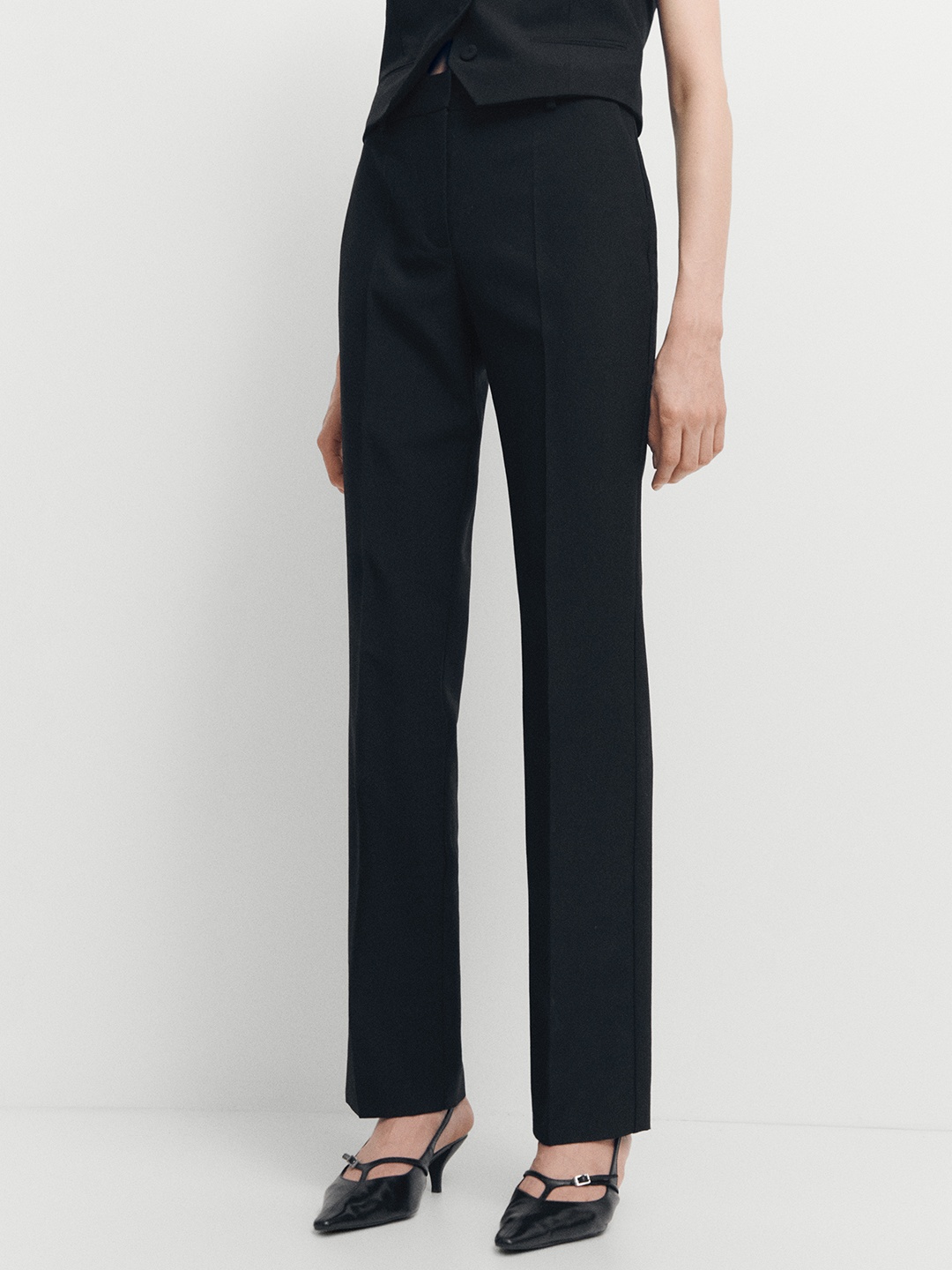 

MANGO Pleated Formal Trousers, Black