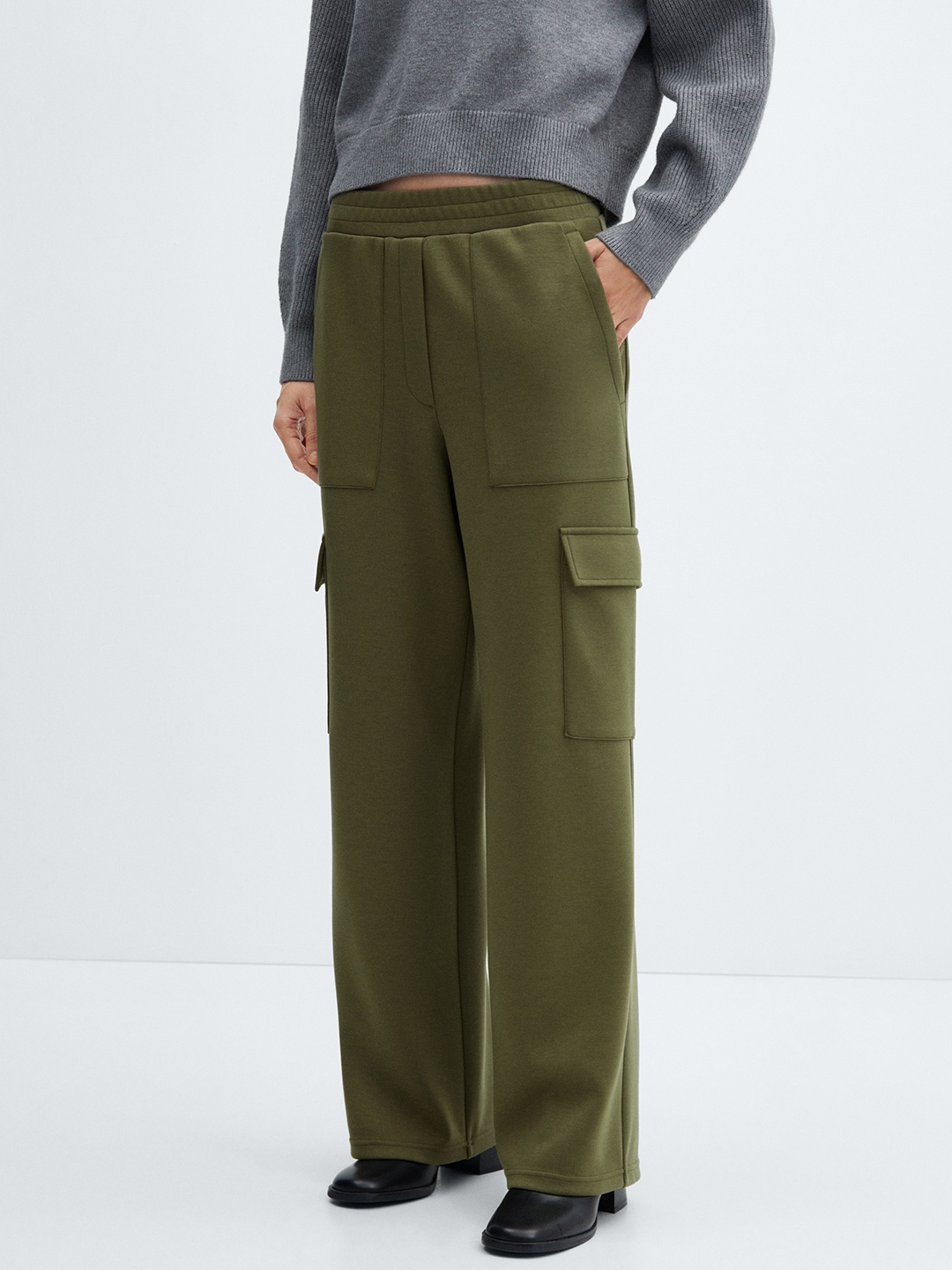 

MANGO Women Cargo-Style Trousers, Olive