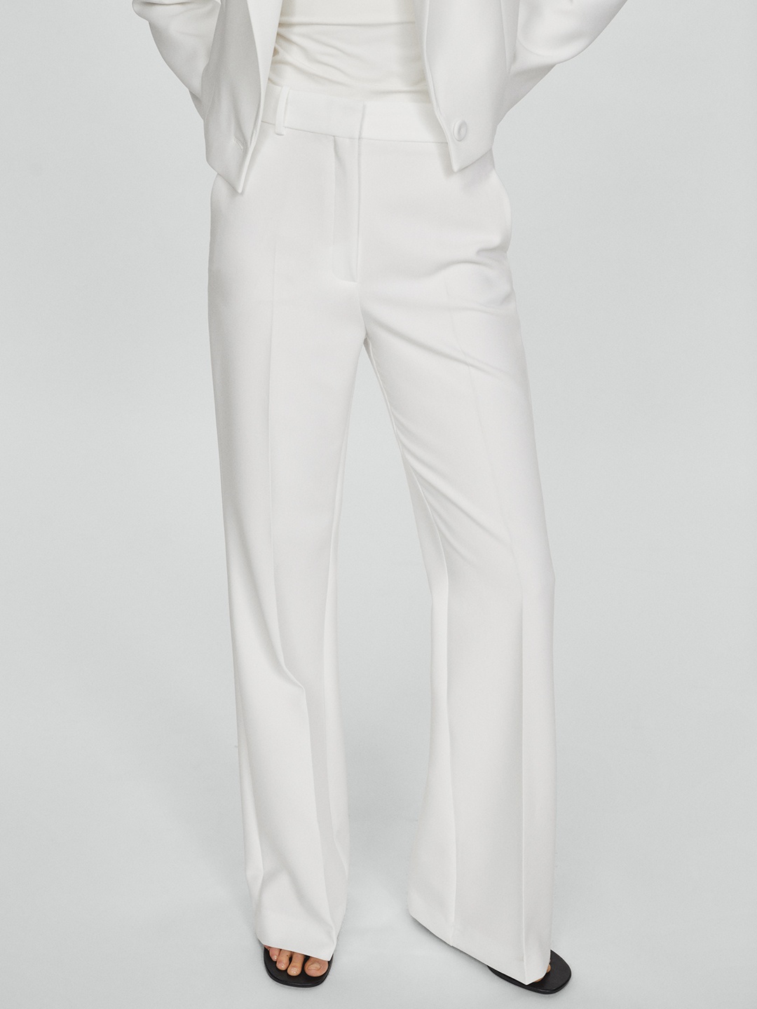 

MANGO Pleated Formal Trousers, White