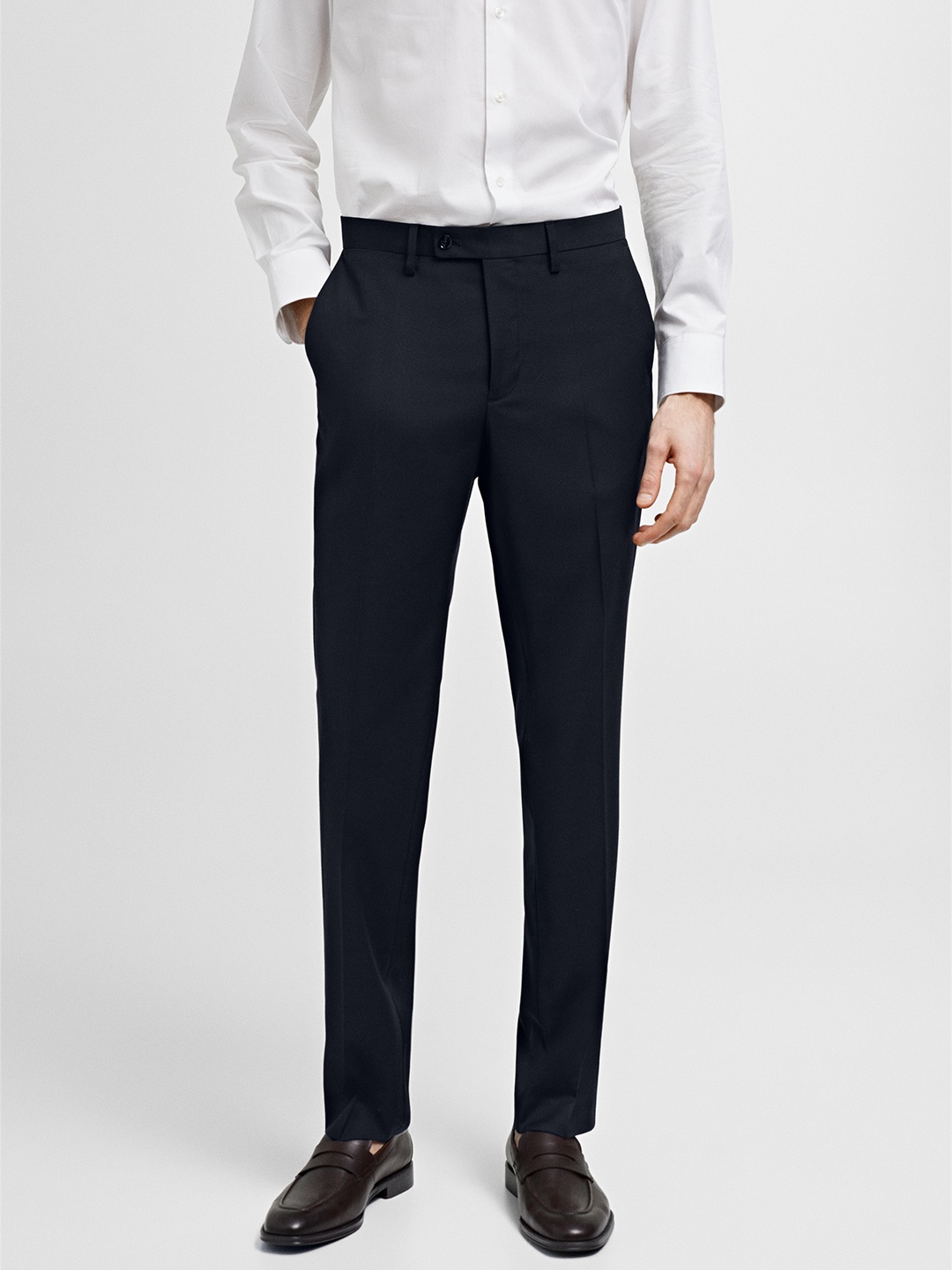 

MANGO MAN Slim Fit Formal Trousers, Navy blue