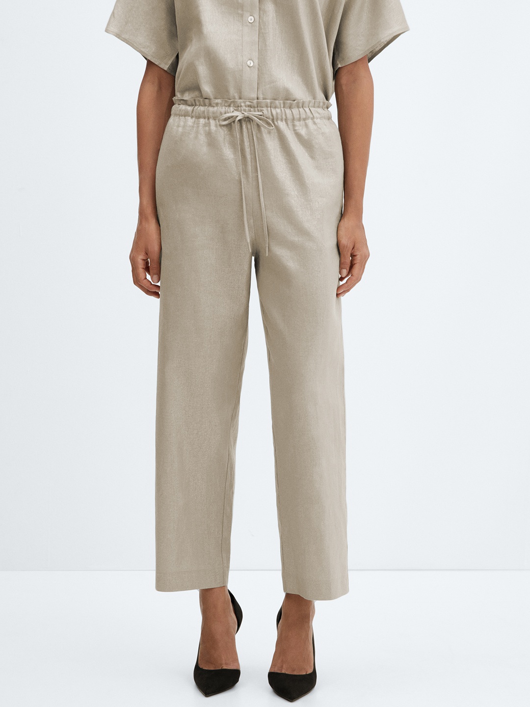 

MANGO Women Trousers, Beige