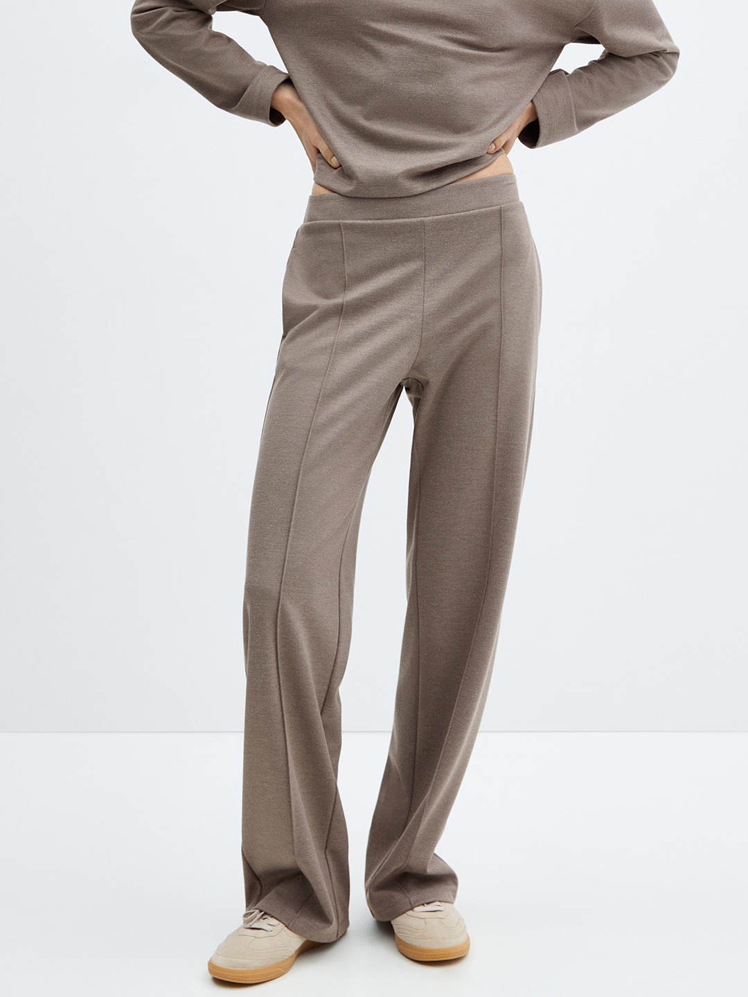 

MANGO Regular Trousers, Taupe