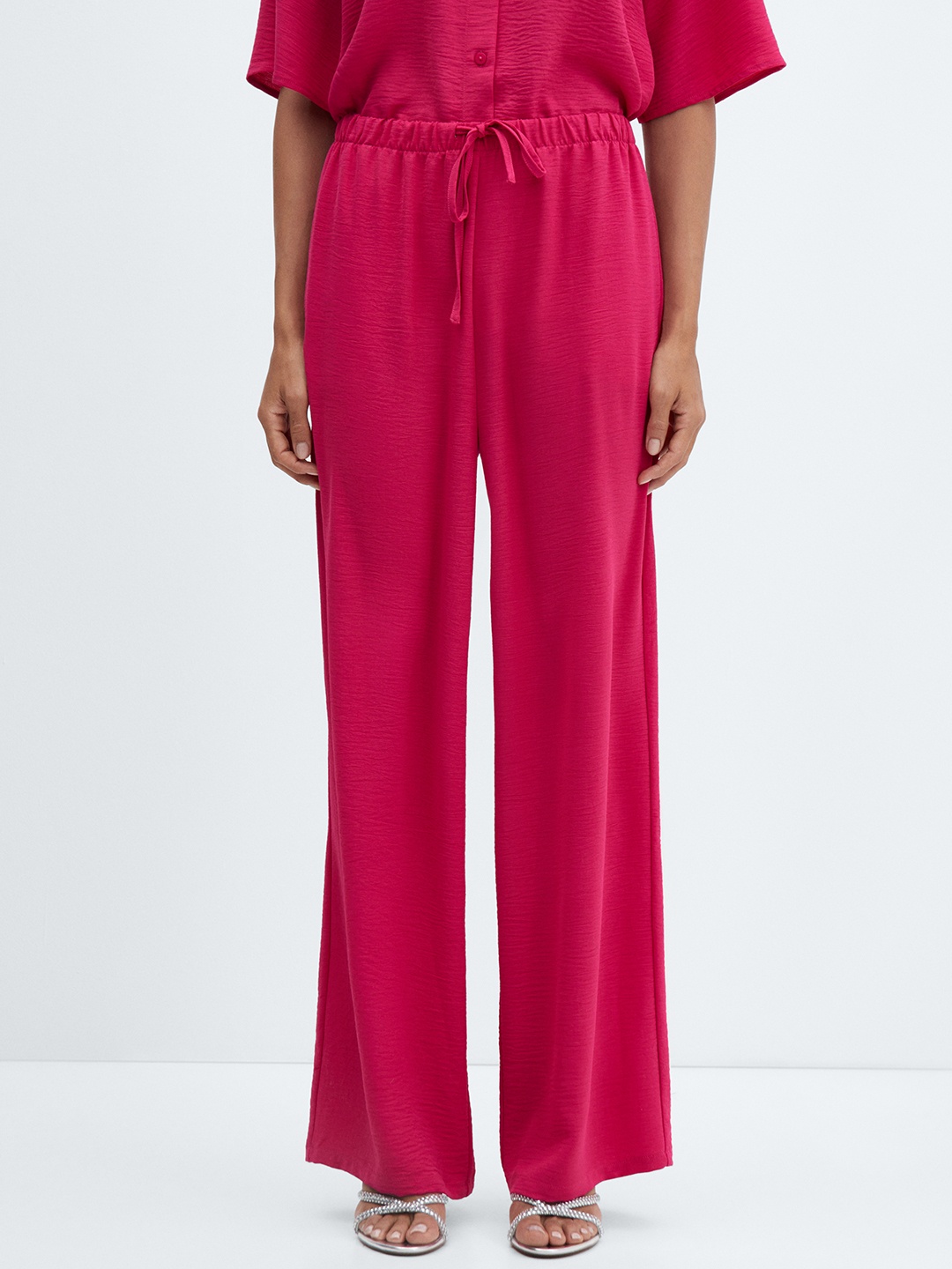

MANGO Women Wide Leg Trousers, Magenta