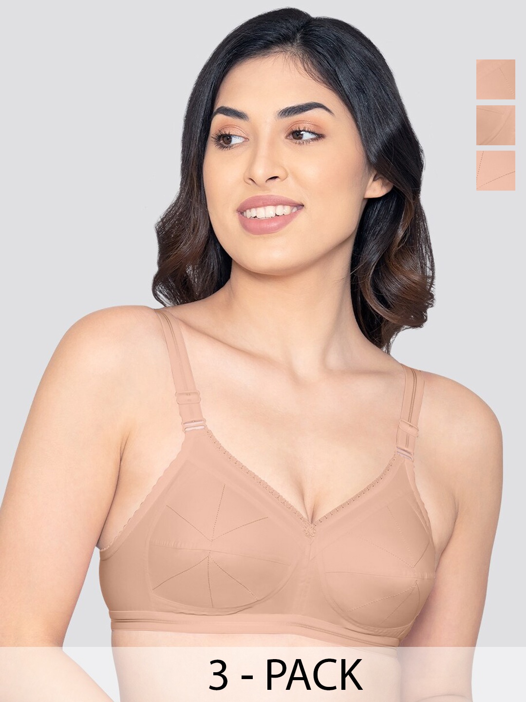 

Kalyani Damini Pack of 3 Full Coverage Everyday Bra FWN-FWN-FWN, Beige