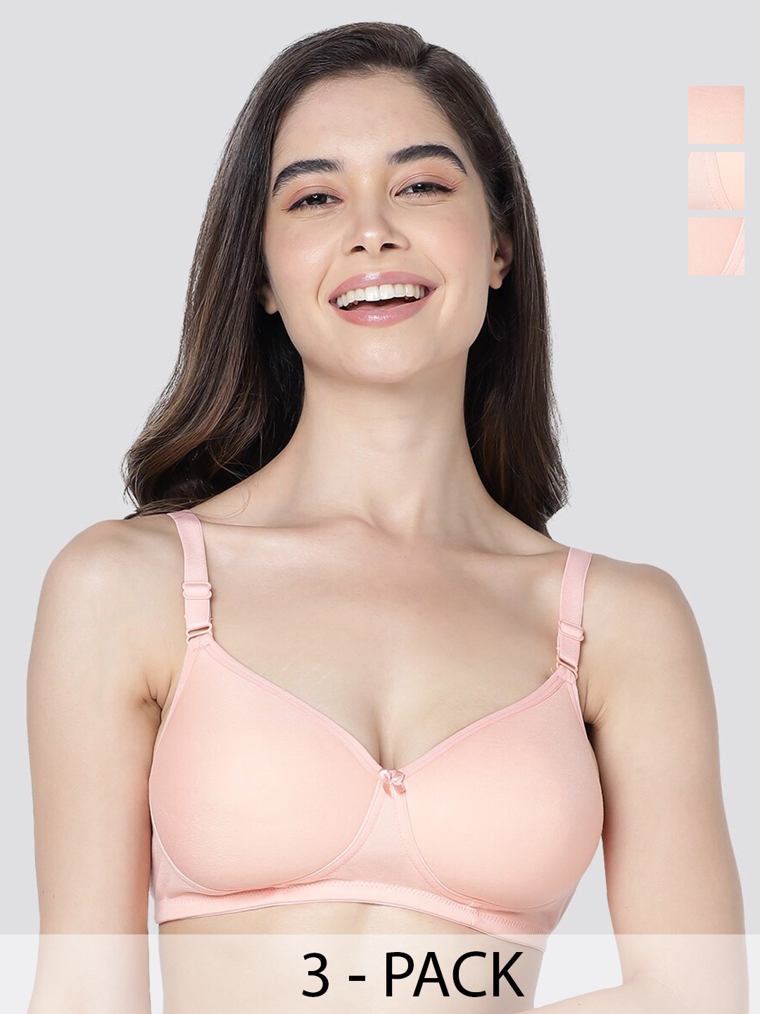 

Kalyani Cherry Pack of 3 Lightly Padded Seamless T-Shirt Bra PCH-PCH-PCH, Peach