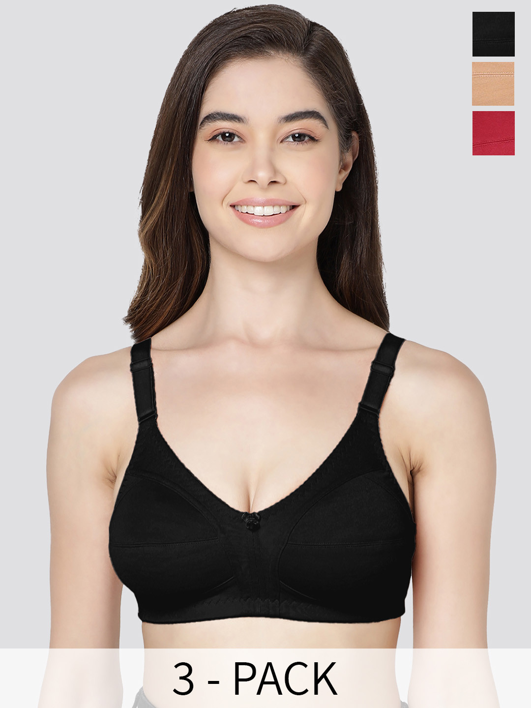 

Kalyani Anaya Pack of 3 Full Coverage Minimizer Bra CML-BLK-MRN, Camel brown