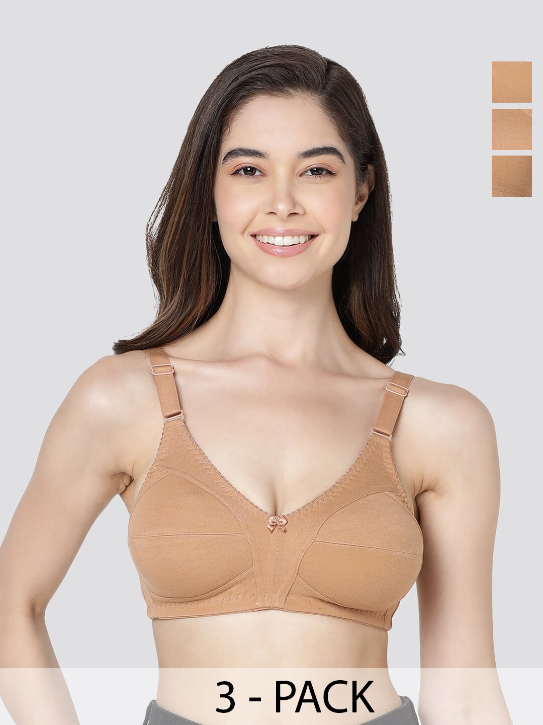 

Kalyani Anaya Pack of 3 Full Coverage Minimizer Bra CML-CML-CML, Camel brown