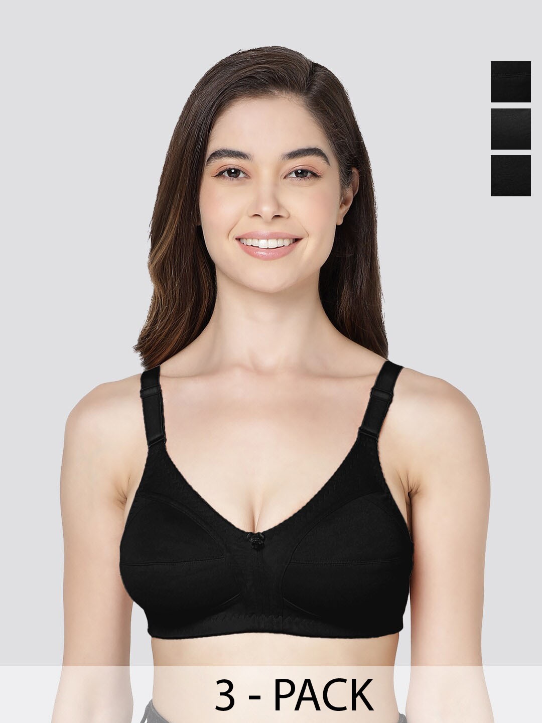 

Kalyani Anaya Pack of 3 Full Coverage Minimizer Bra BLK-BLK-BLK, Black