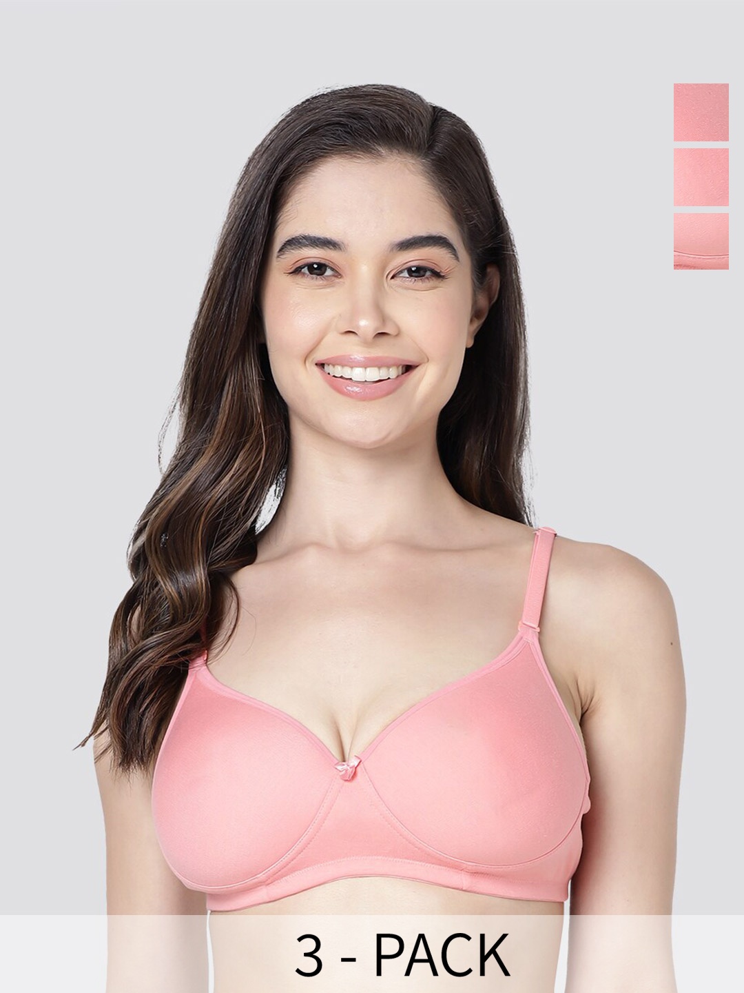 

Kalyani Emily Pack of 3 Lightlt Padded T-Shirt Bra RSE-RSE-RSE, Pink