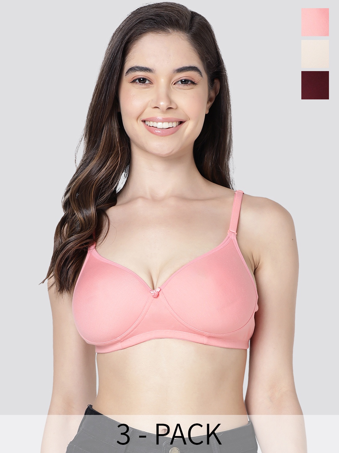 

Kalyani Emily Pack of 3 Lightlt Padded T-Shirt Bra ND-MRN-RSE, Pink