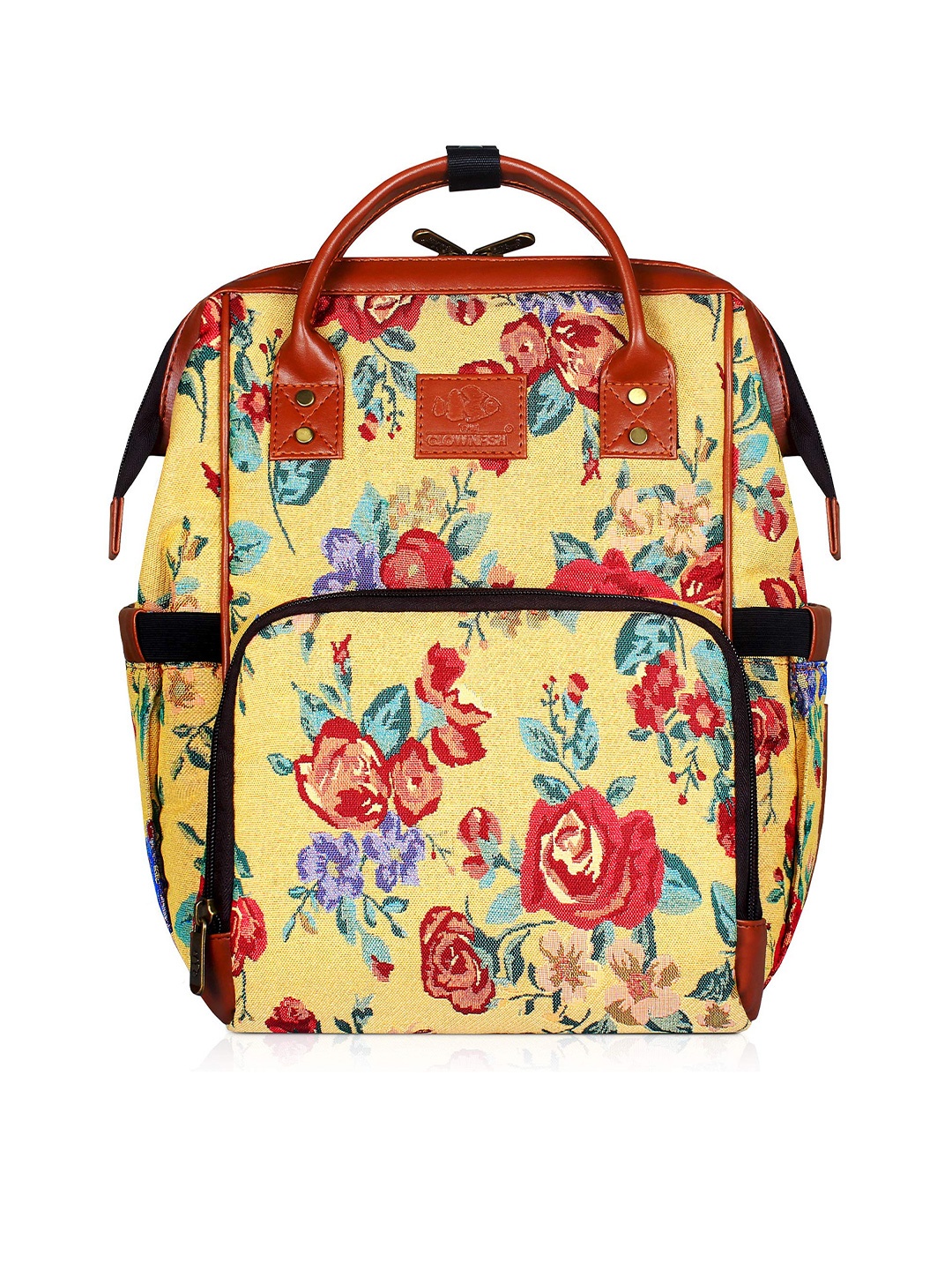 

THE CLOWNFISH Blossom Unisex Nappy Bag Cum Handbag, Yellow