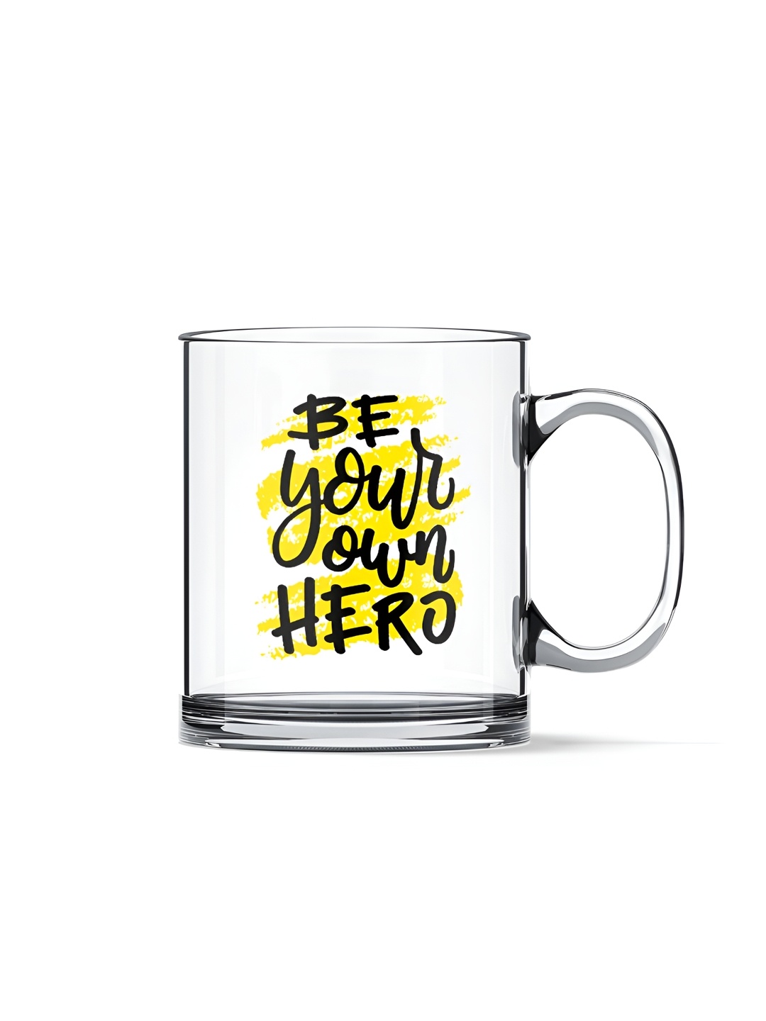 

Gift Arcadia Transparent & Yellow Printed Glass Glossy Mugs 330 ml