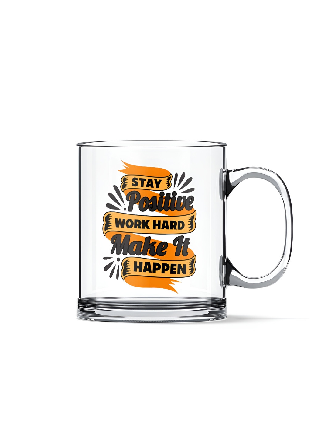 

Gift Arcadia Transparent & Black Printed Glass Glossy Mugs 330 ml