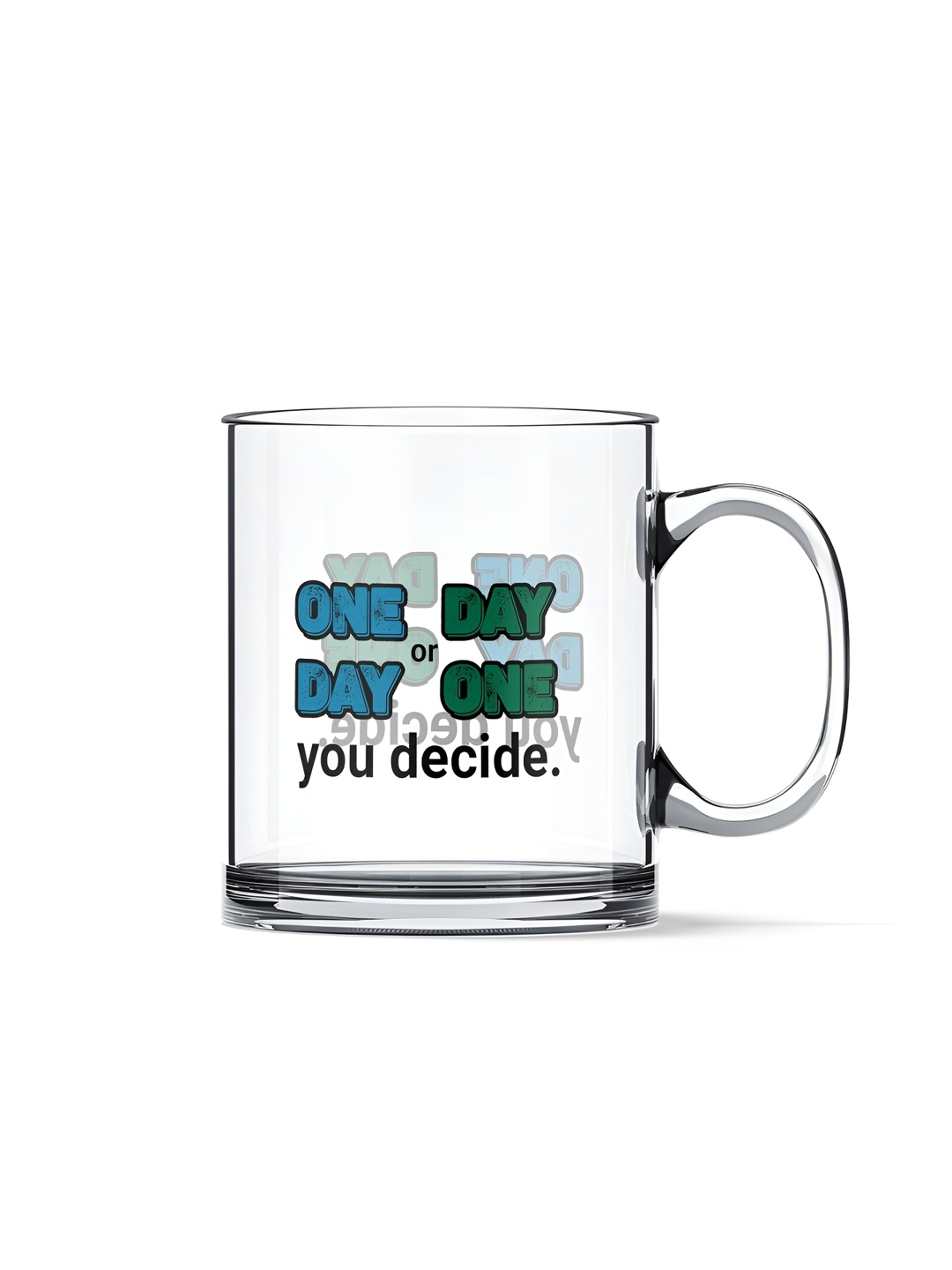 

Gift Arcadia Transparent & Black Printed Glass Glossy Mugs 330 ml