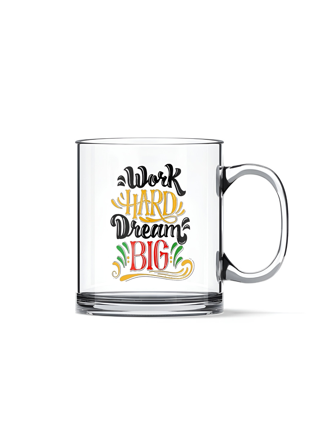 

Gift Arcadia Transparent & Black Printed Glass Glossy Mugs 330 ml