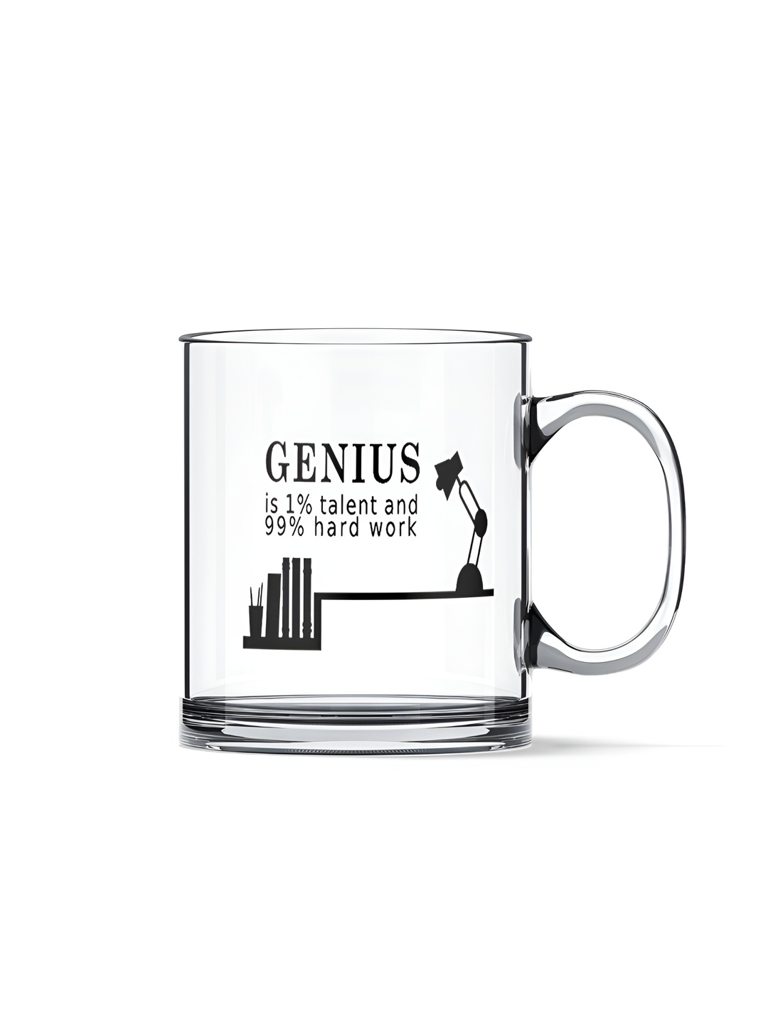 

Gift Arcadia Transparent & Black Printed Glass Glossy Mugs 330 ml