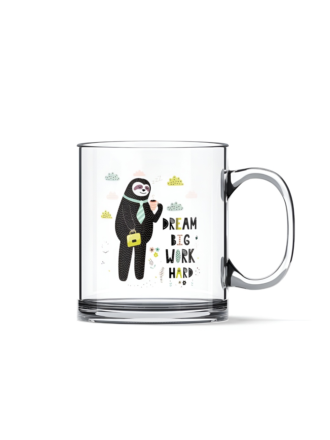 

Gift Arcadia Transparent & Black Printed Glass Glossy Mugs 330 ml