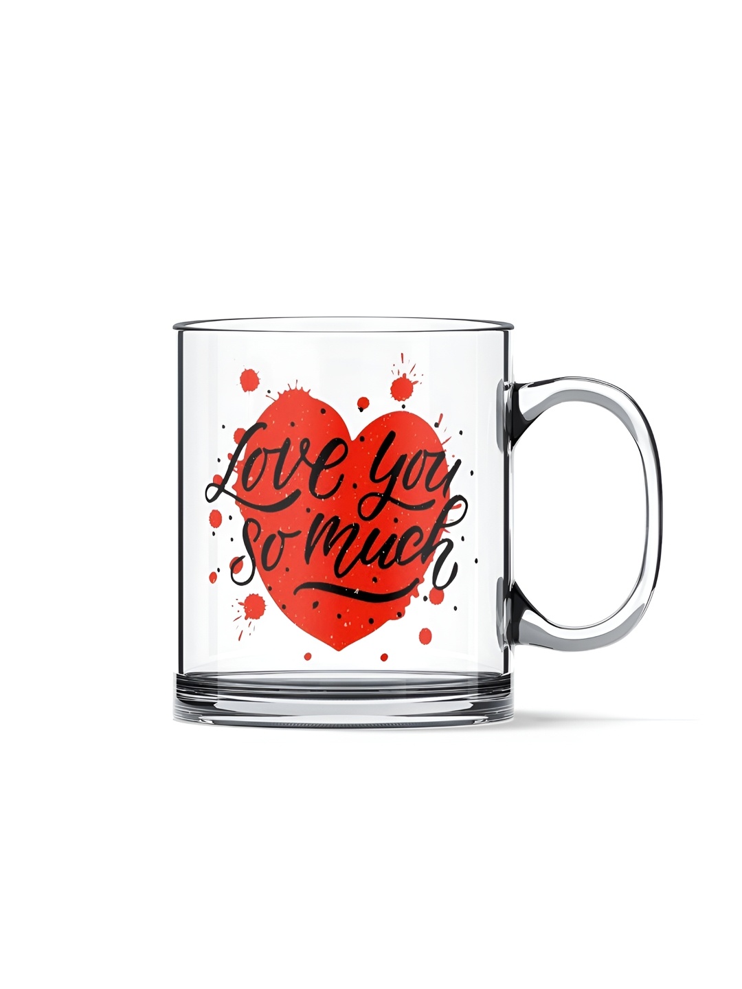 

Gift Arcadia Transparent & Black Printed Glass Glossy Mugs 330 ml