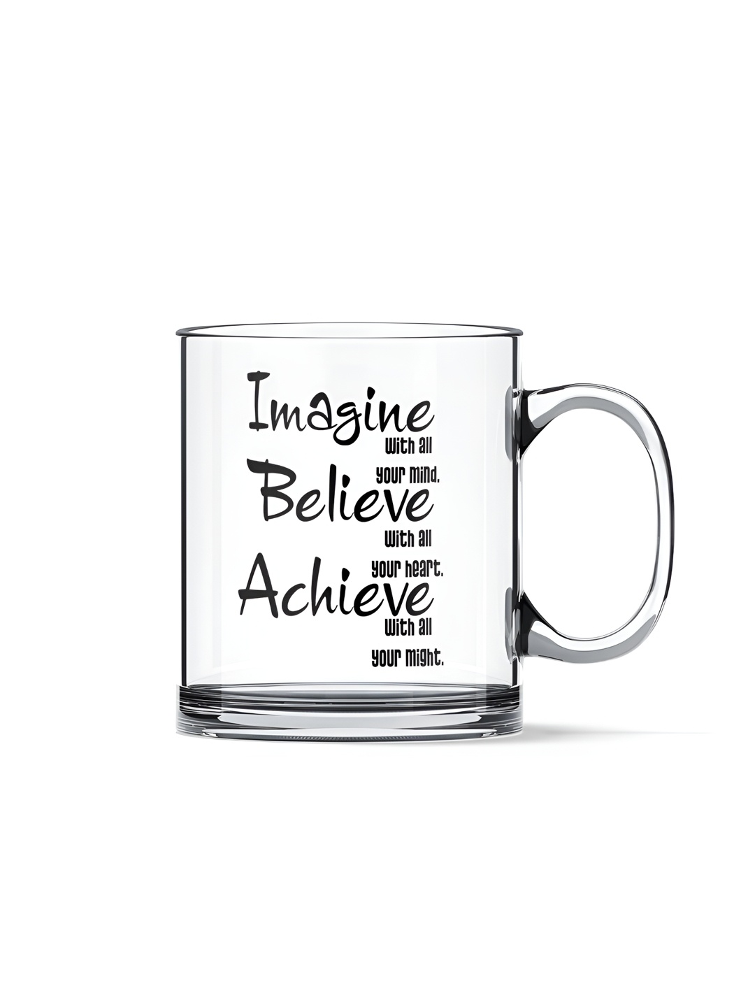 

Gift Arcadia Transparent & Black Printed Glass Glossy Mugs 330 ml