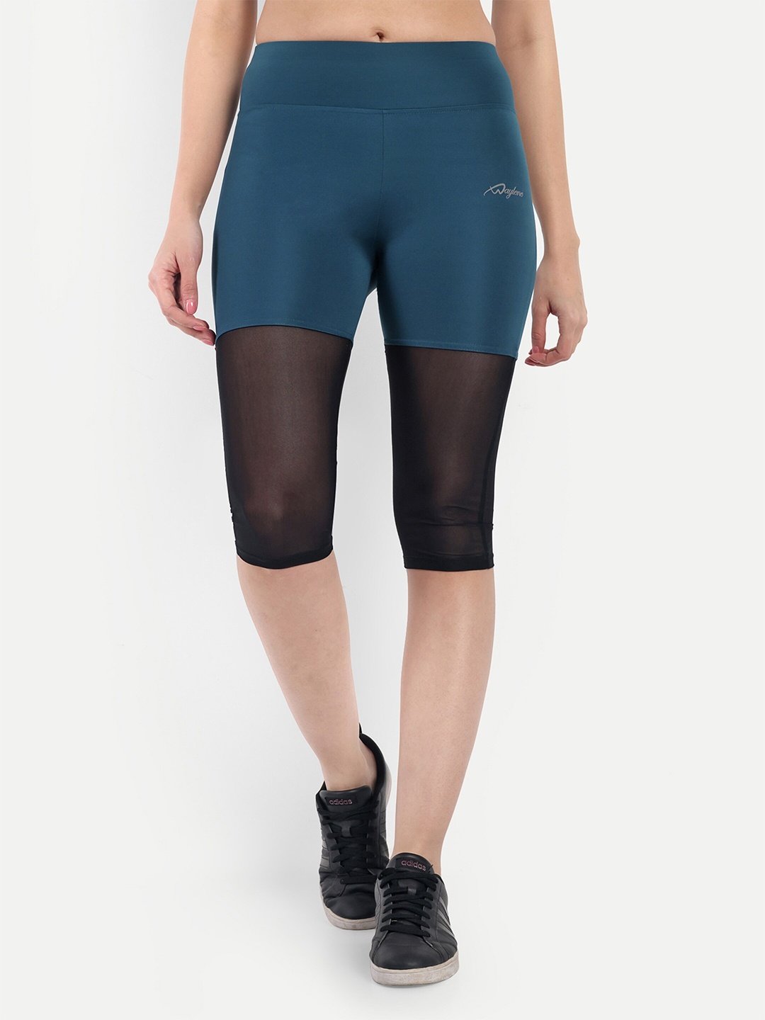 

WAYLENE Women Solid Colourblocked Capris, Teal