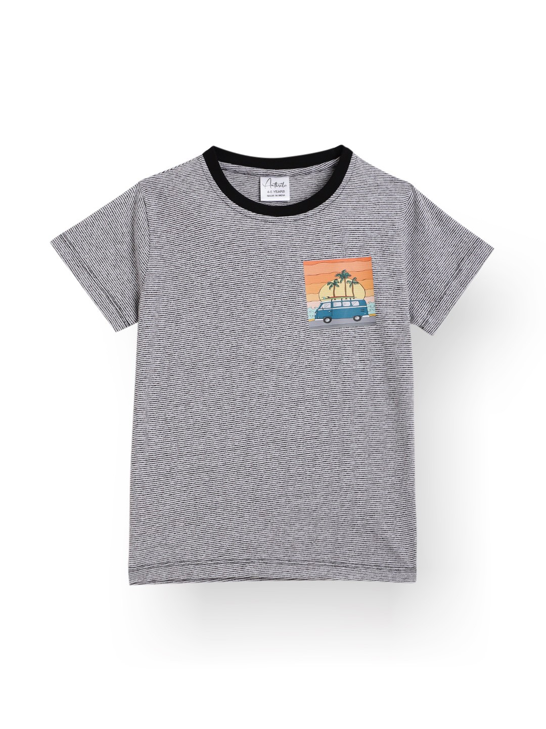 

Anthrilo Boys Graphic Printed Cotton T-shirt, Black
