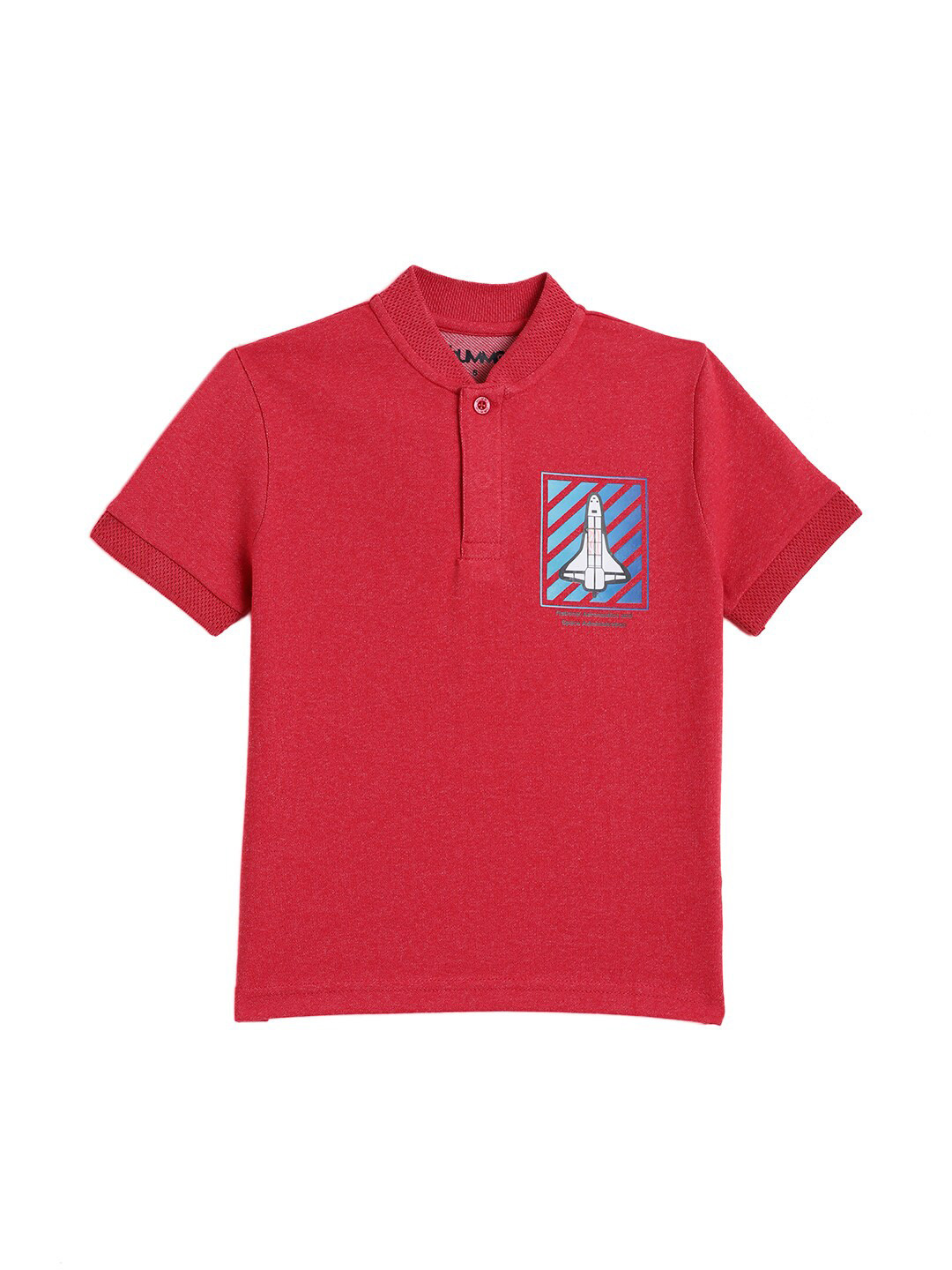 

Anthrilo Boys Typography Printed Henley Neck Cotton T-shirt, Red