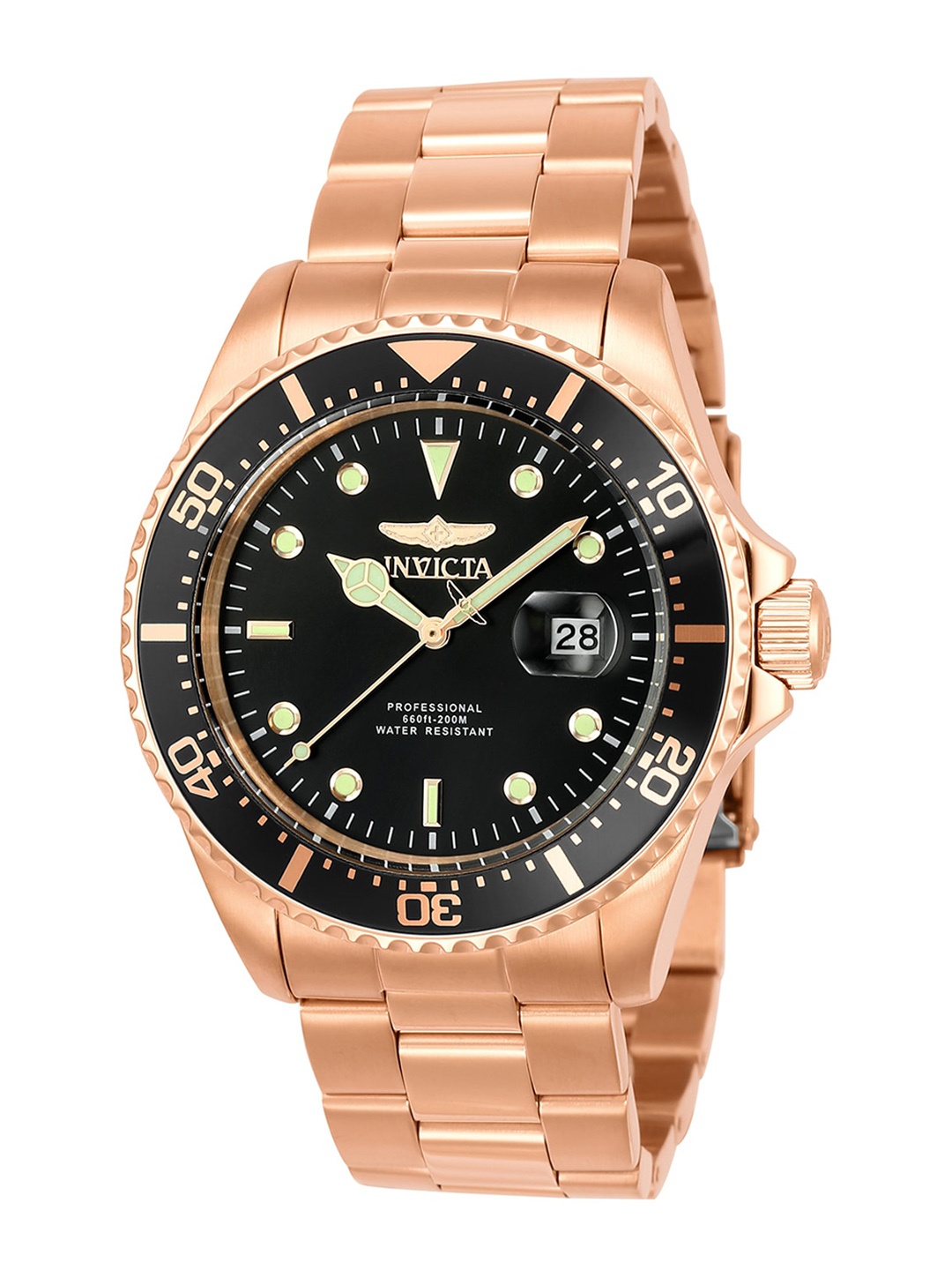 

Invicta Men Pro Diver Black Dial Quartz Analog Watch 23386, Rose gold