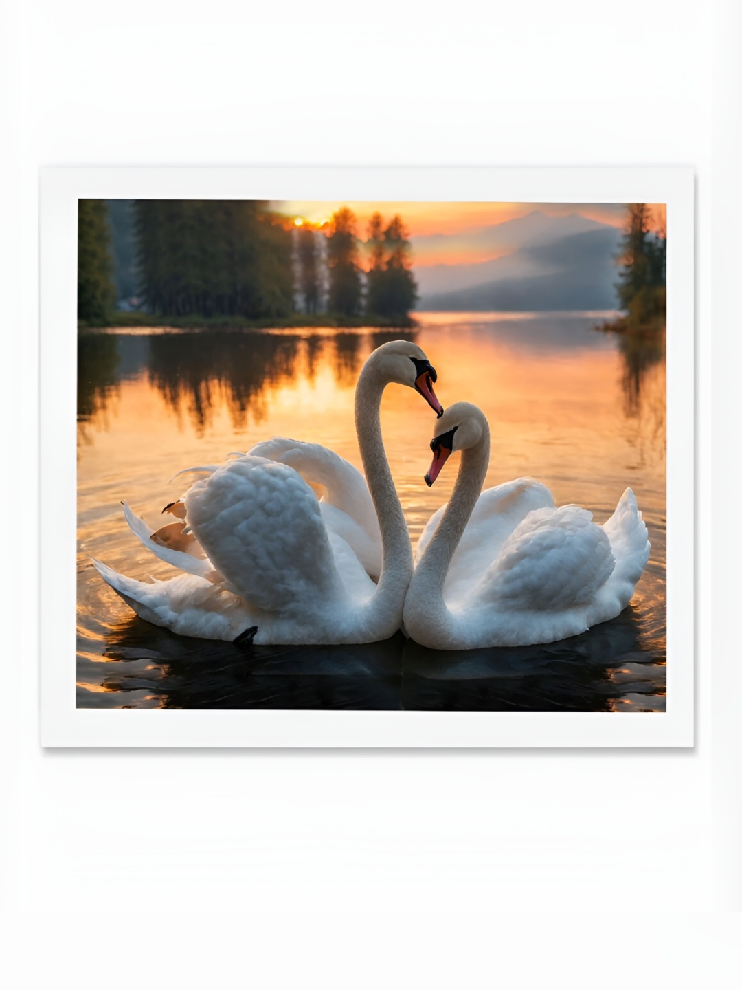 

DecorTwist White Bird Framed Poster Loving Swans Wall Art