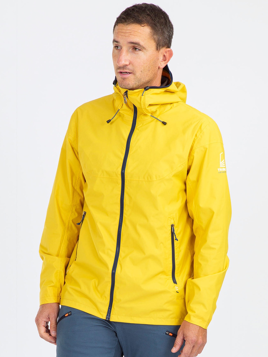 

Tribord By Decathlon Men Yellow Full-Zip Hooded Waterproof Sailing Jacket