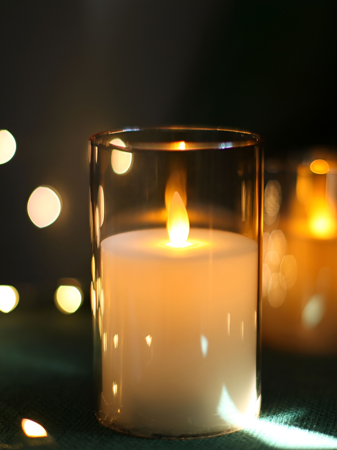 

DecorTwist Glass Cup Pillar Flameless Battery Operated Candles, White