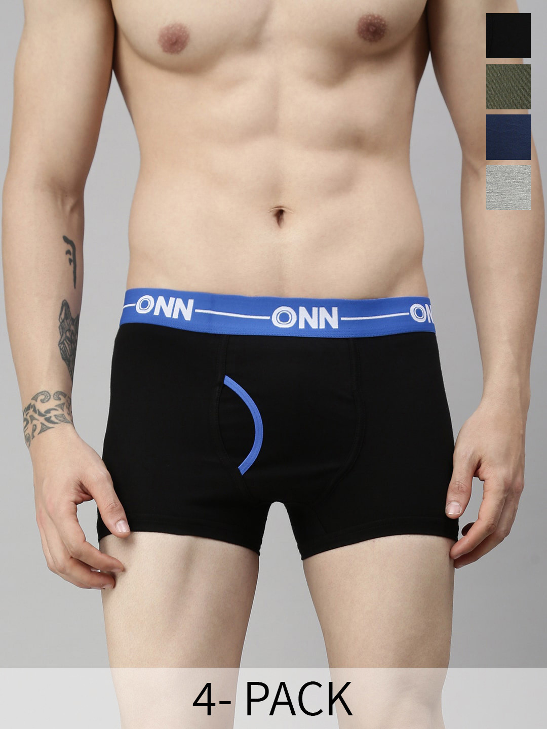 

ONN Pack Of 4 Pure Cotton Trunks, Black