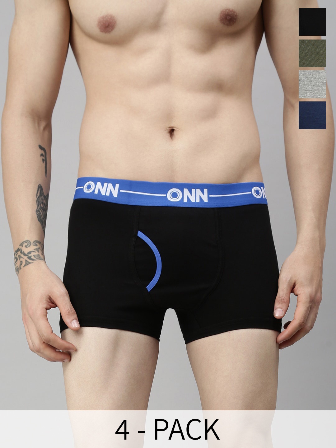 

ONN Pack Of 4 Cotton Breathability Trunks ONN_264_AST_4PC, Black