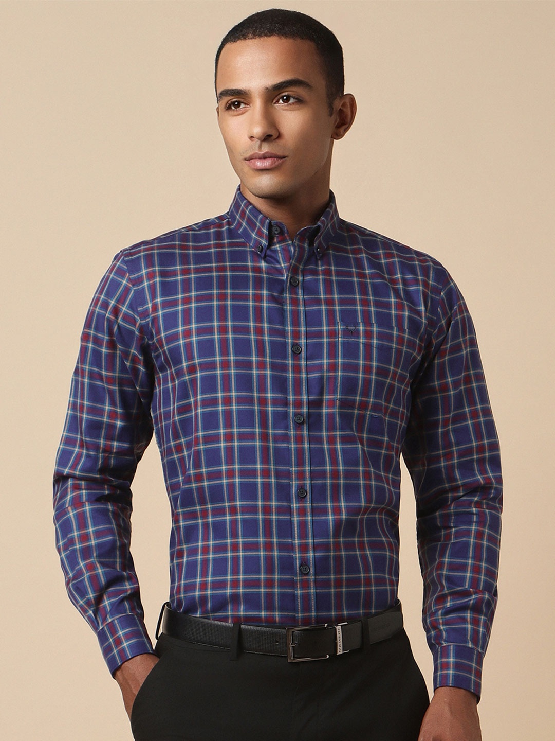 

Allen Solly Slim Fit Opaque Checked Formal Shirt, Blue