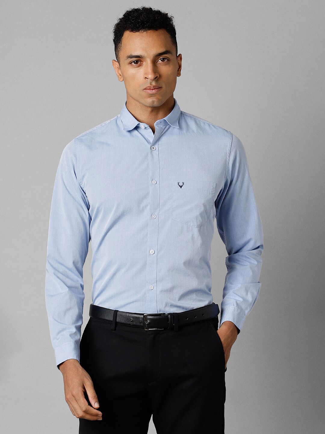 

Allen Solly Slim Fit Spread Collar Long Sleeves Cotton Formal Shirt, Blue