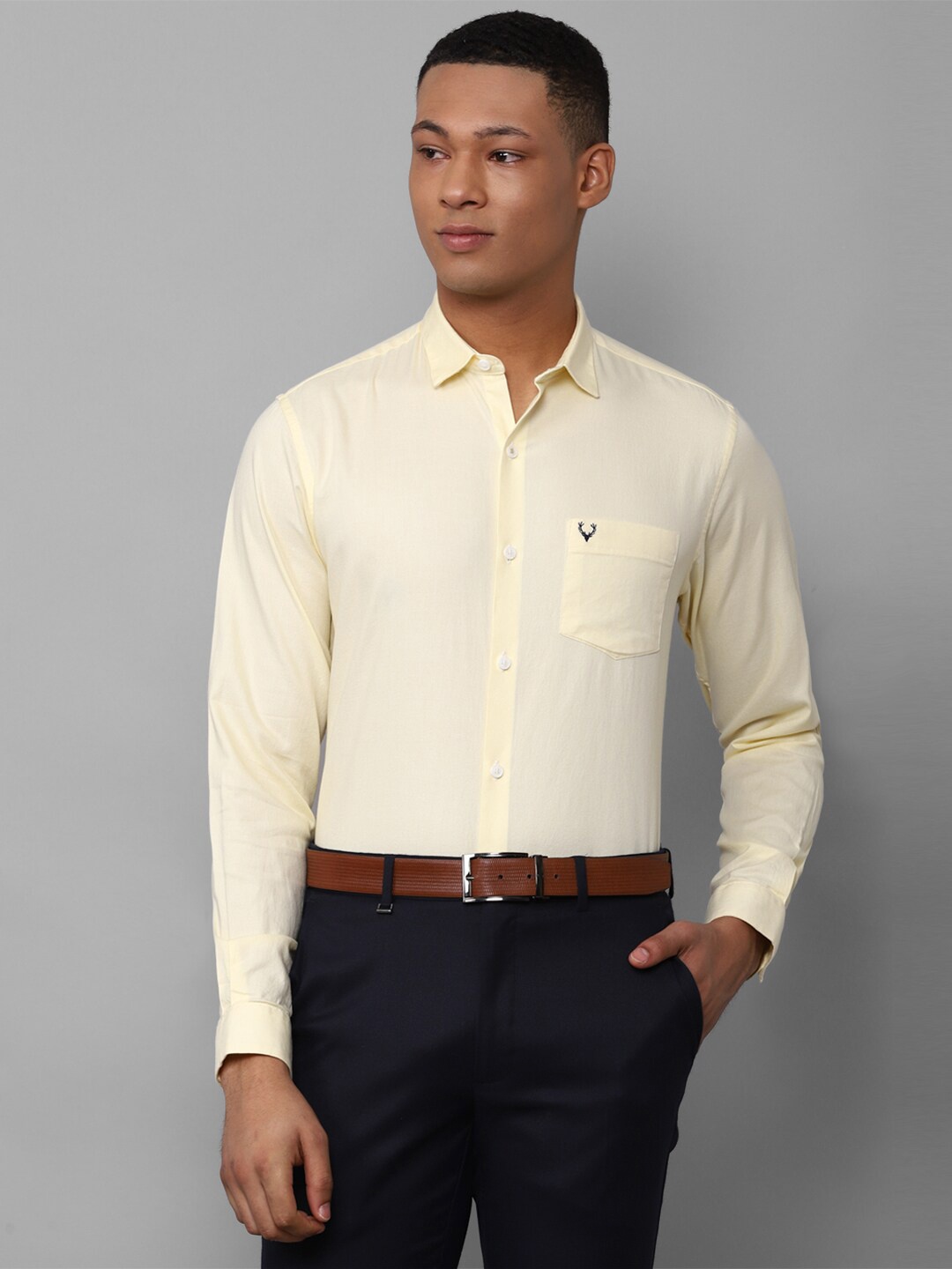 

Allen Solly Slim Fit Spread Collar Long Sleeves Cotton Formal Shirt, Yellow