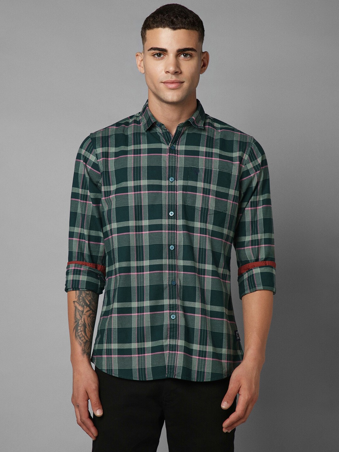 

Allen Solly Tartan Checked Spread Collar Casual Shirt, Green