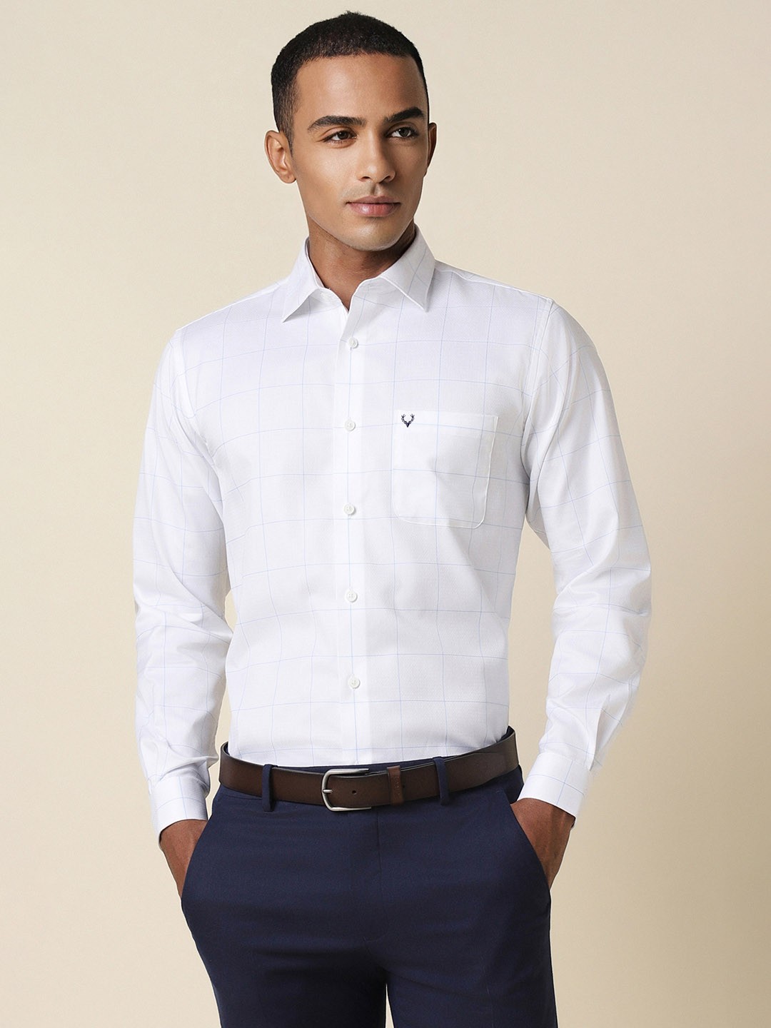 

Allen Solly Slim Fit Opaque Checked Formal Shirt, White