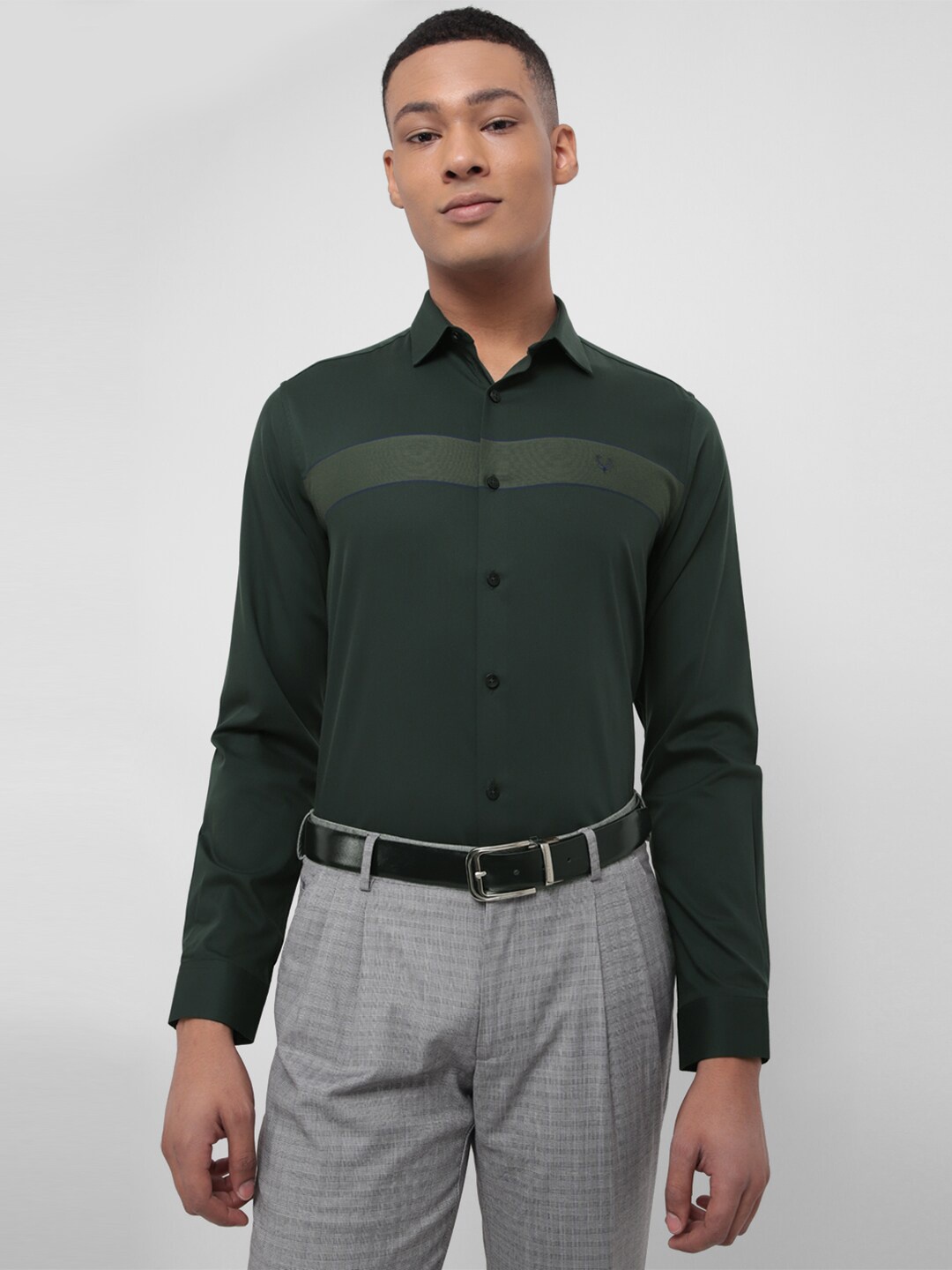 

Allen Solly Spread Collar Pure Cotton Formal Shirt, Green