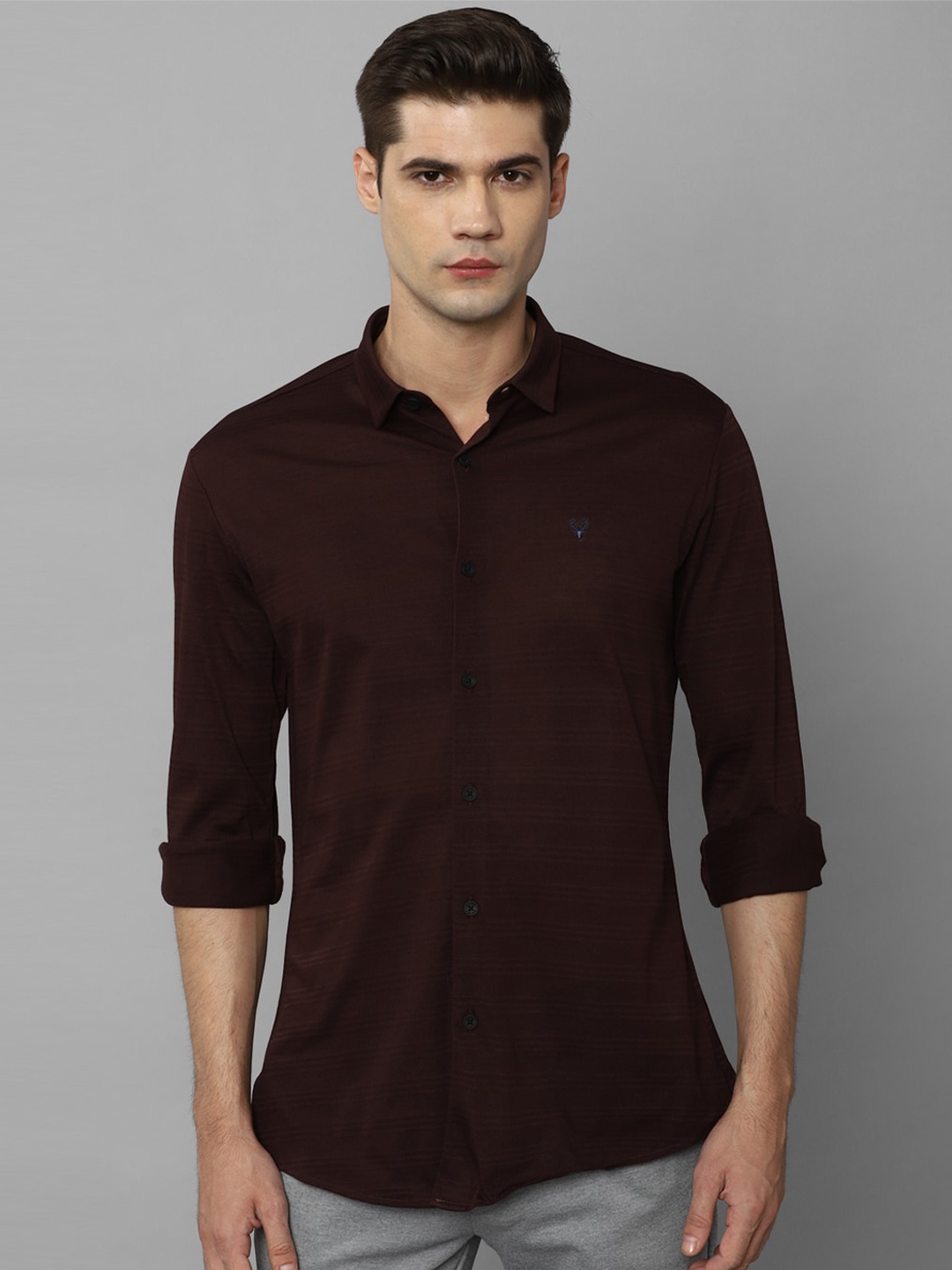 

Allen Solly Slim Fit Horizontal Striped Cotton Casual Shirt, Brown