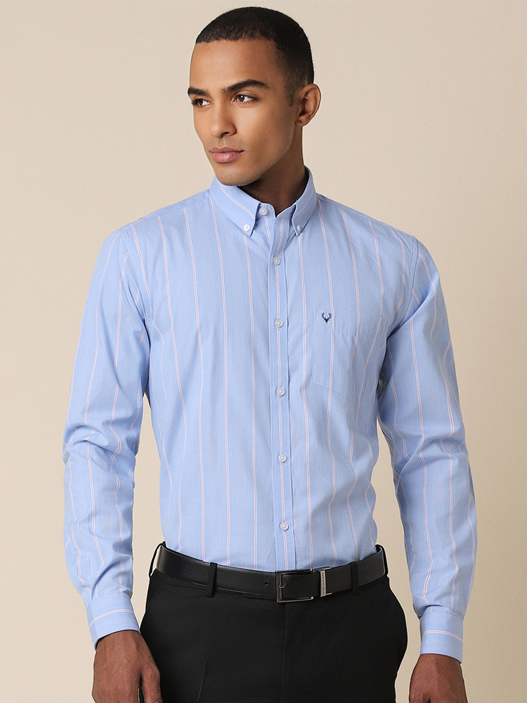 

Allen Solly Slim Fit Opaque Striped Formal Shirt, Blue