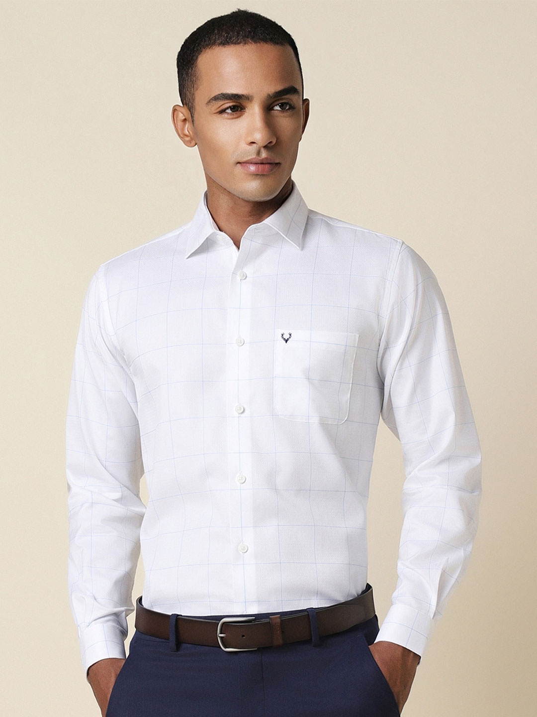 

Allen Solly Slim Fit Opaque Checked Formal Shirt, White