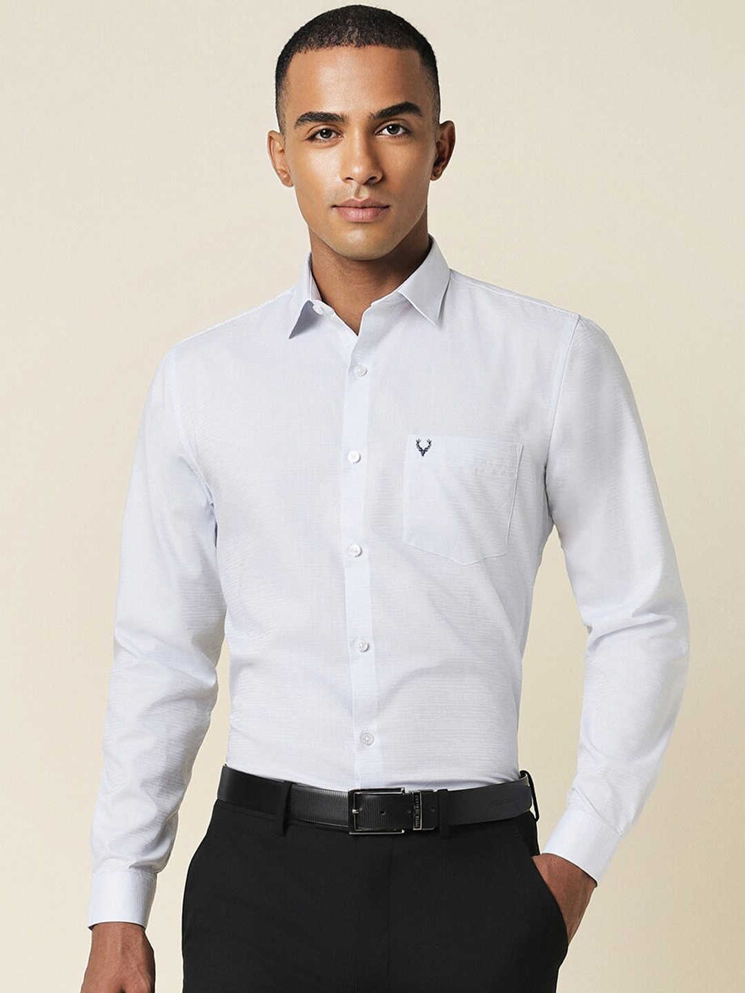 

Allen Solly Slim Fit Horizontal Striped Pure Cotton Formal Shirt, White