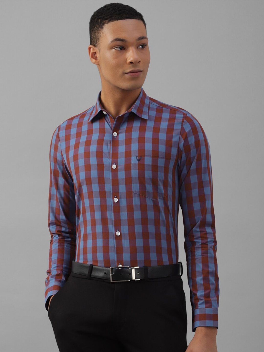 

Allen Solly Slim Fit Other Checked Pure Cotton Formal Shirt, Blue