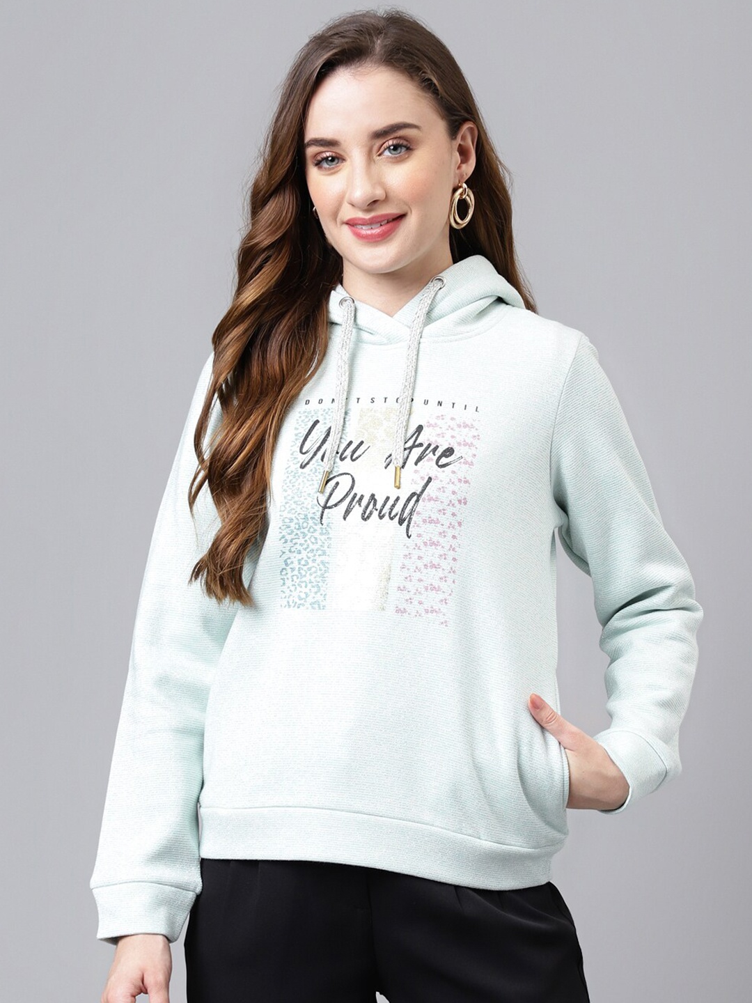 

Latin Quarters Typography Printed Hooded Pullover, Green