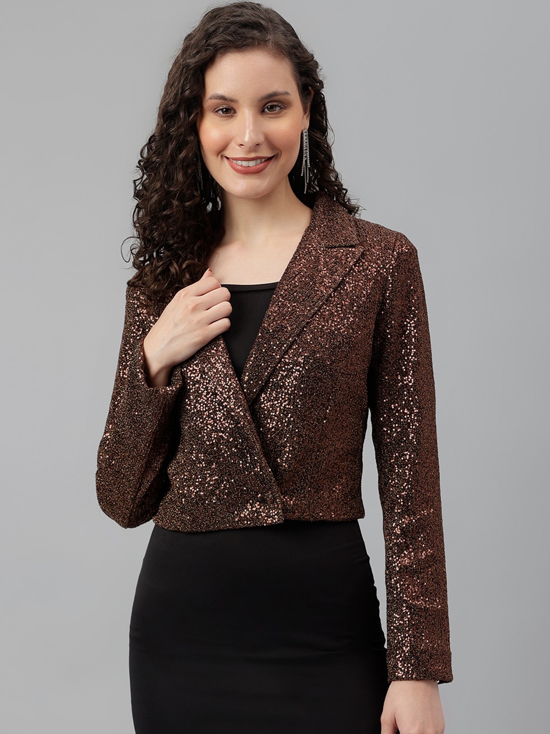 

Latin Quarters Lightweight Crop Tailored Jacket, Copper