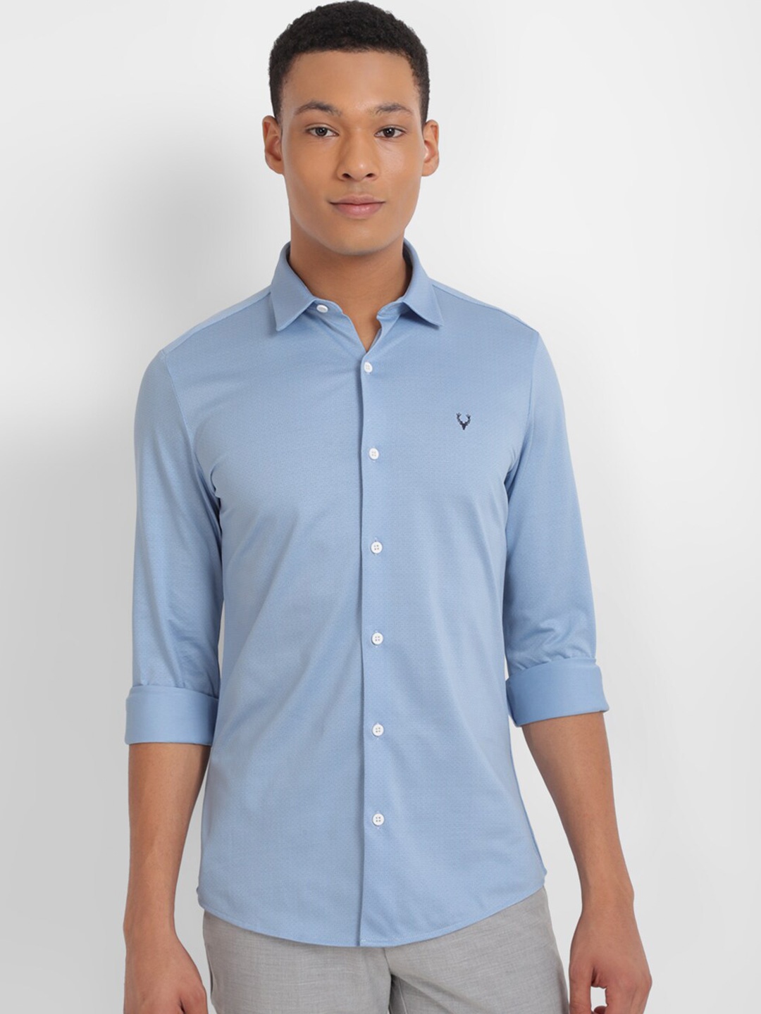 

Allen Solly Spread Collar Slim Fit Pure Cotton Casual Shirt, Blue