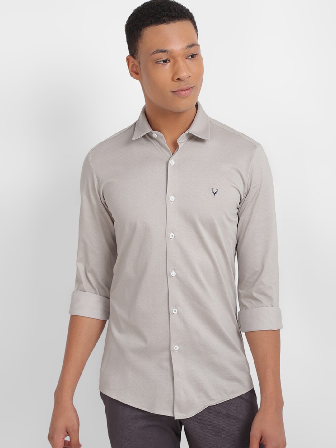 

Allen Solly Spread Collar Slim Fit Pure Cotton Casual Shirt, Grey